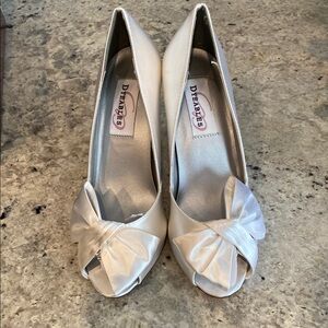 White satin wedding shoe